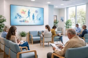 découvrez notre écran de projection spécialement conçu pour les salles d’attente médicales, idéal pour diffuser des messages de prévention santé clairs et efficaces.