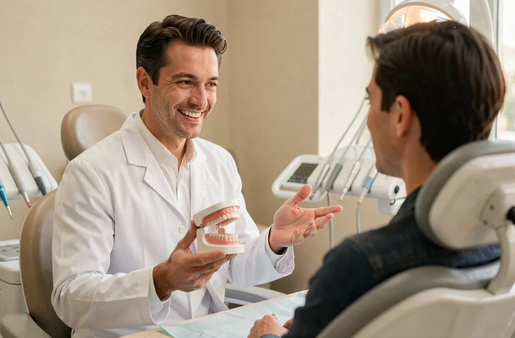 Dr Igal Nahmias, orthodontiste, en consultation avec un patient dans son cabinet parisien